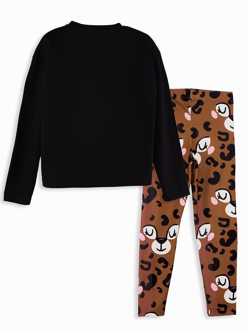 Denokids Leopard Girl T-shirt Leggings Set - Image 4